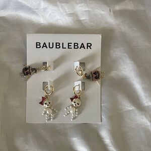 BaubleBar Gold and White Charm Earrings